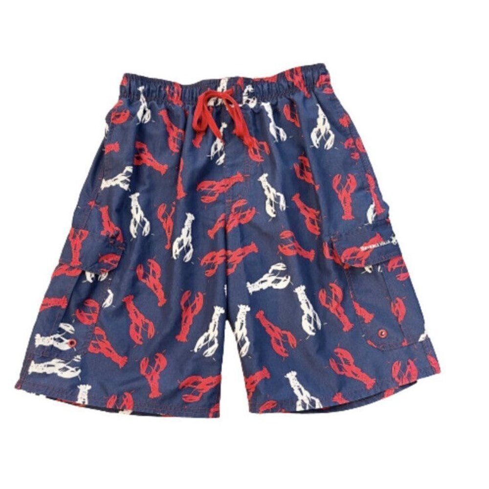 Beverly Hills Polo Club Swim Trunks Mens Size‎ Medium Lined Lobster Print